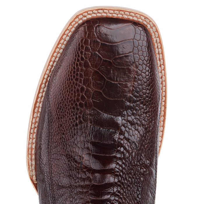 Resistol Boots Men`s Chocolate Ostrich Leg Vamp 13In Navy Top