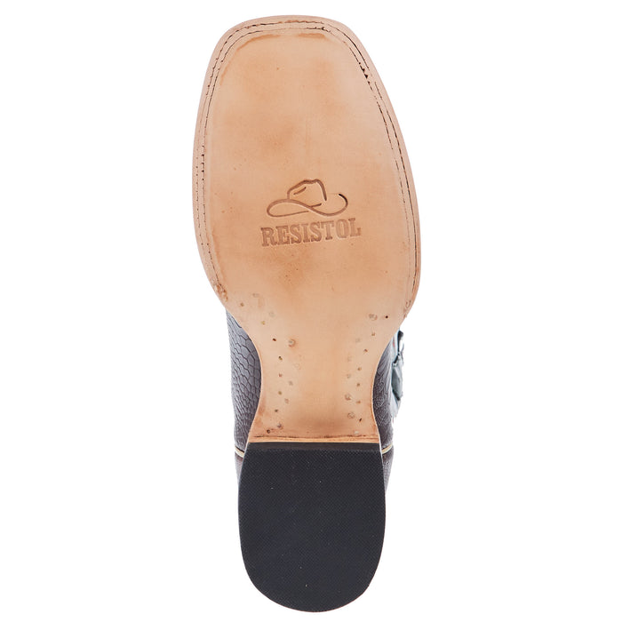Resistol Boots Men`s Chocolate Ostrich Leg Vamp 13In Navy Top