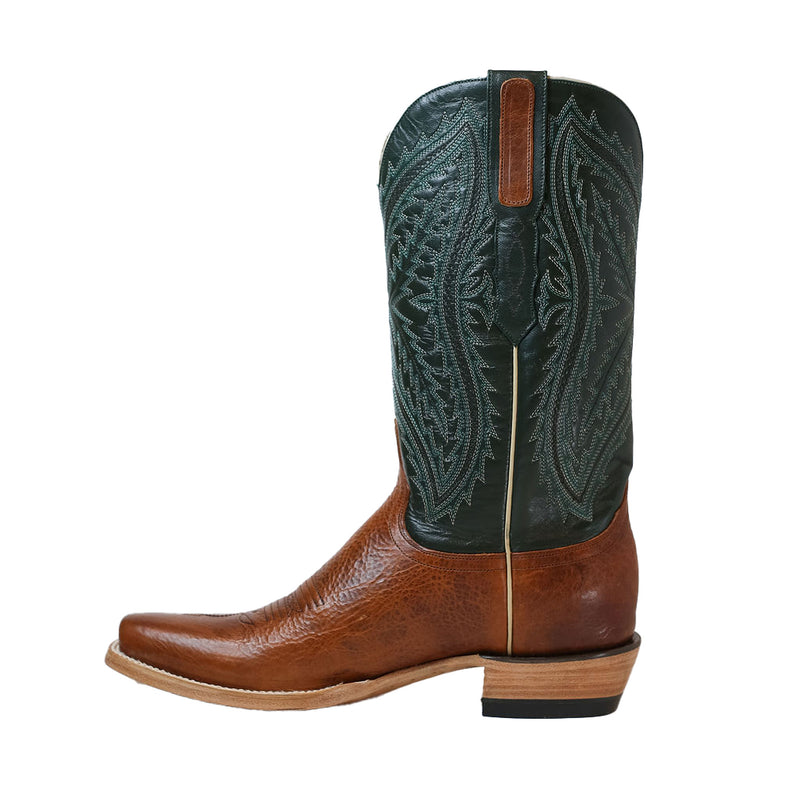 Resistol Boots Men`s Golden Tan Bison 13in Black Top
