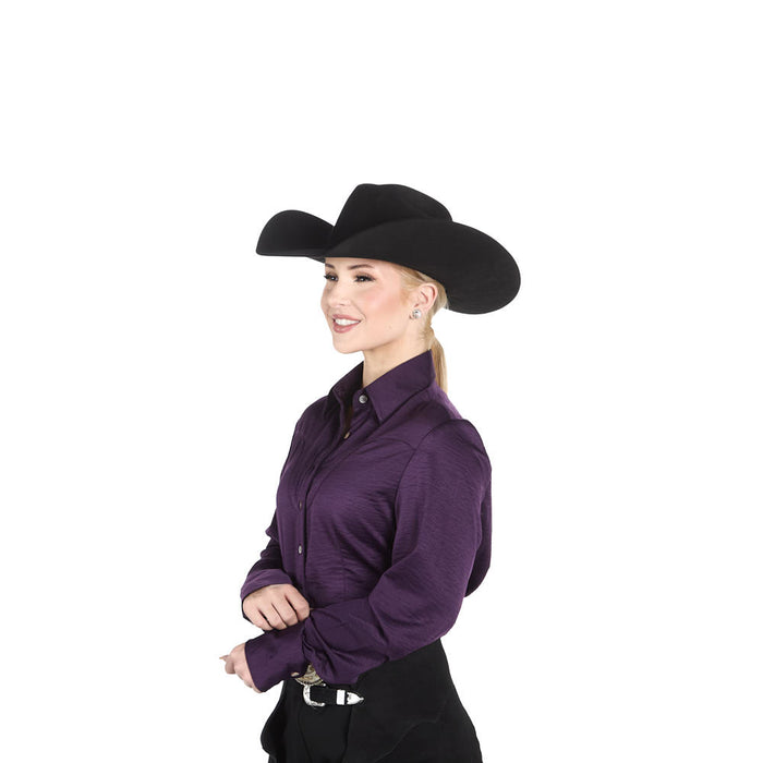 Kultured Rider Women's Purple Solid with Pearl Buttons Show Top