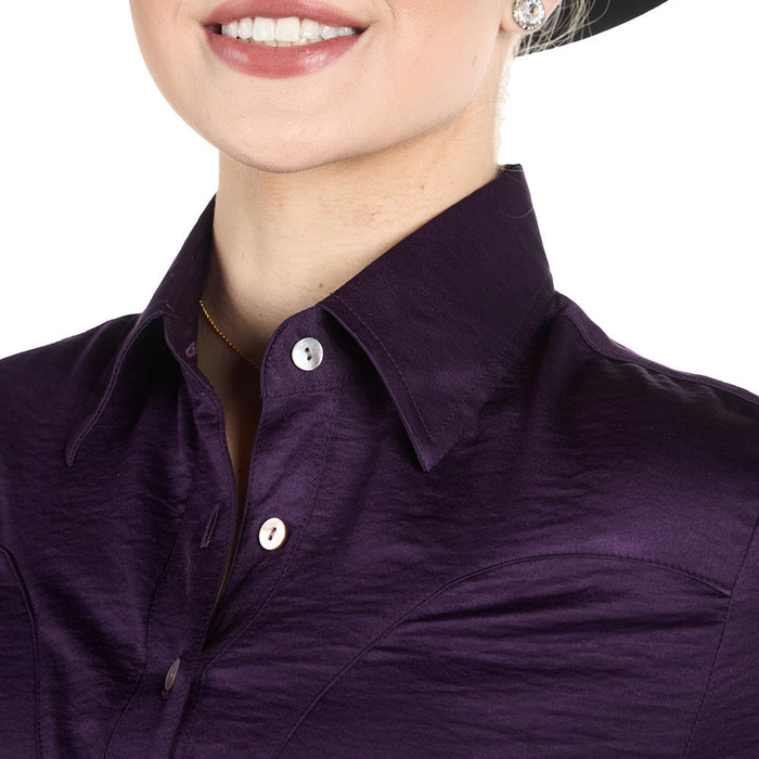 Kultured Rider Women's Purple Solid with Pearl Buttons Show Top