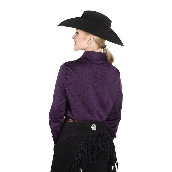 Kultured Rider Women's Purple Solid with Pearl Buttons Show Top