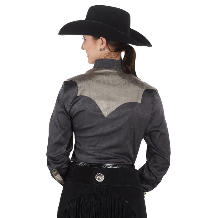 Kultured Rider Women's Charcoal Satin Show Top