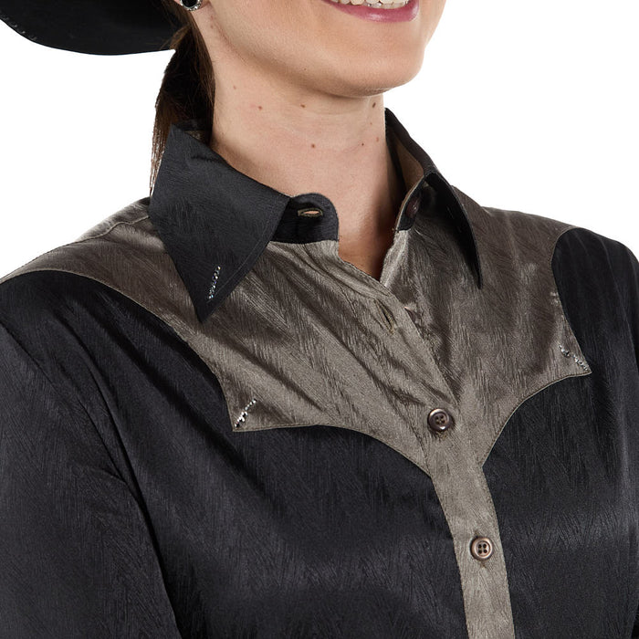 Kultured Rider Women's Charcoal Satin Show Top