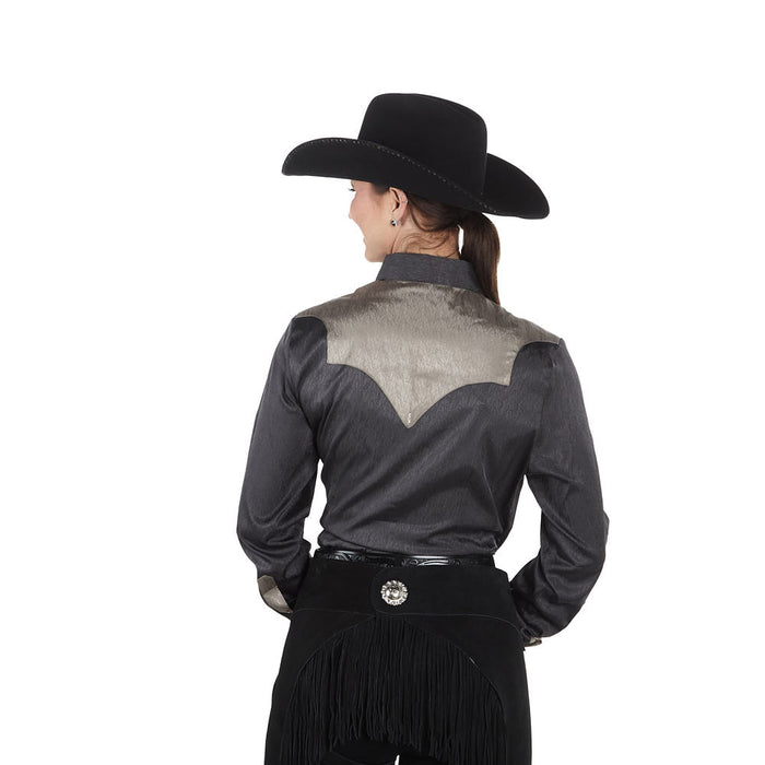 Kultured Rider Women's Charcoal Satin Show Top
