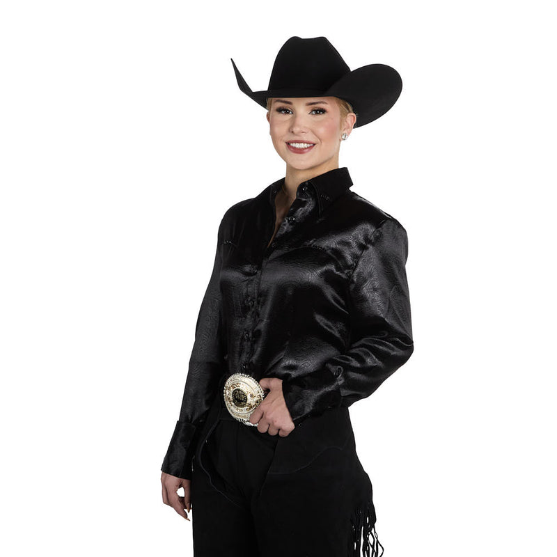Kultured Rider Women's Black Paisley Show Top