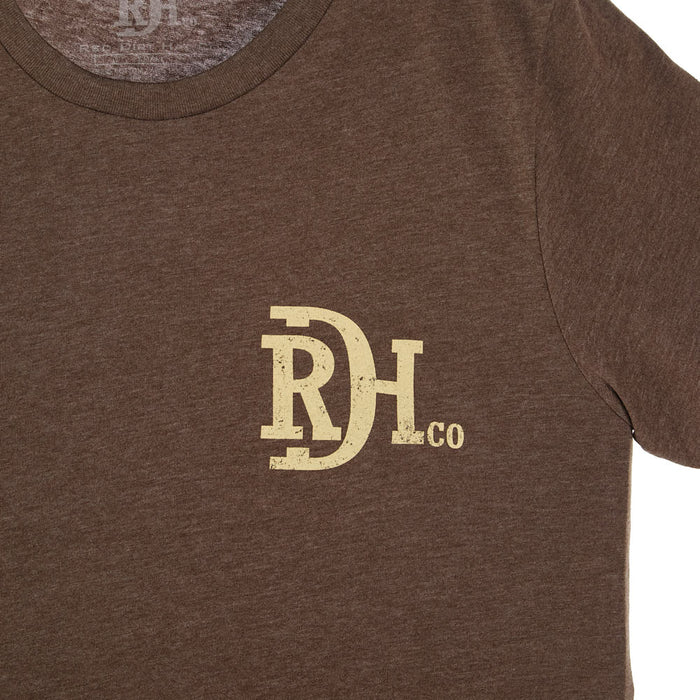 Red Dirt Hat Company Mens Brown Tooled Leather Short Sleeve Tee