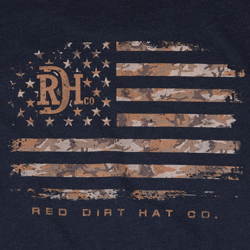 Red Dirt Hat Company Men's Heather Black Old Glory Tee Shirt
