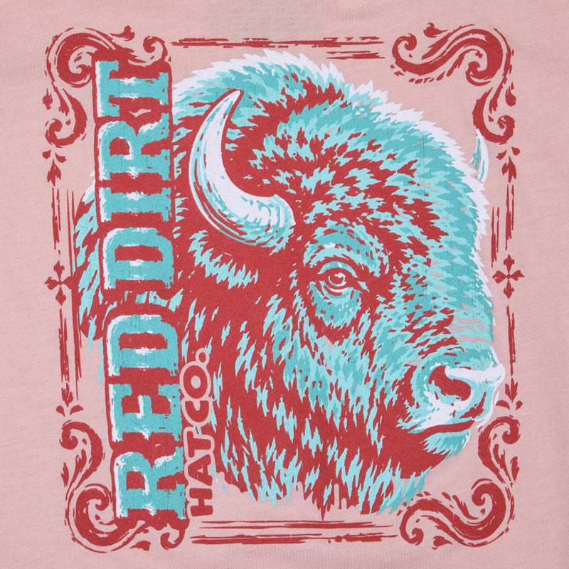 Red Dirt Hat Company Boy's Heather Peach Turquoise Bison Tee Shirt