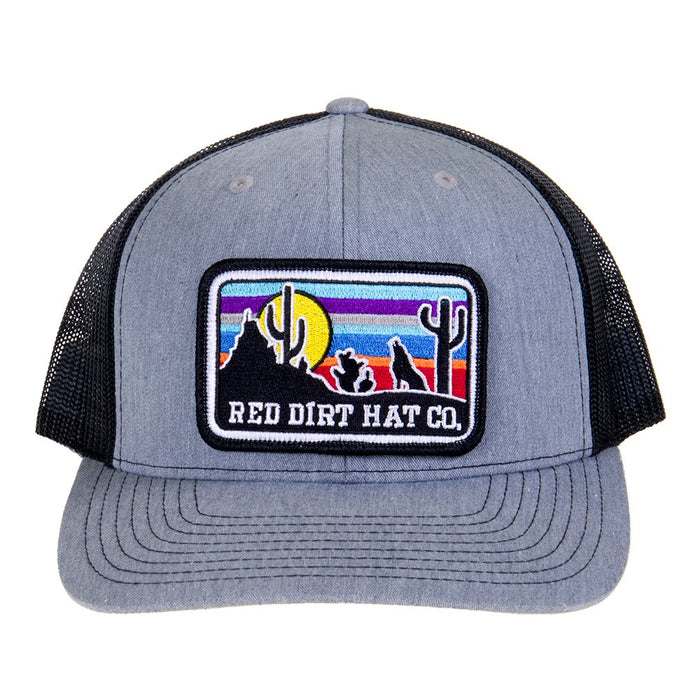 Red Dirt Hat Company Mens Co Grey/Black With Sunset Patch Cap