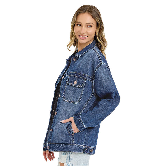 Risen Jeans Women's Dark Oversized Denim Jacket