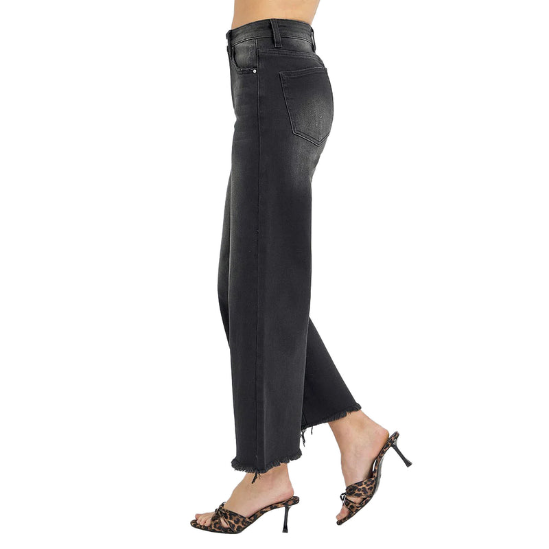 Risen Jeans Black Wide Leg High Waisted Jean