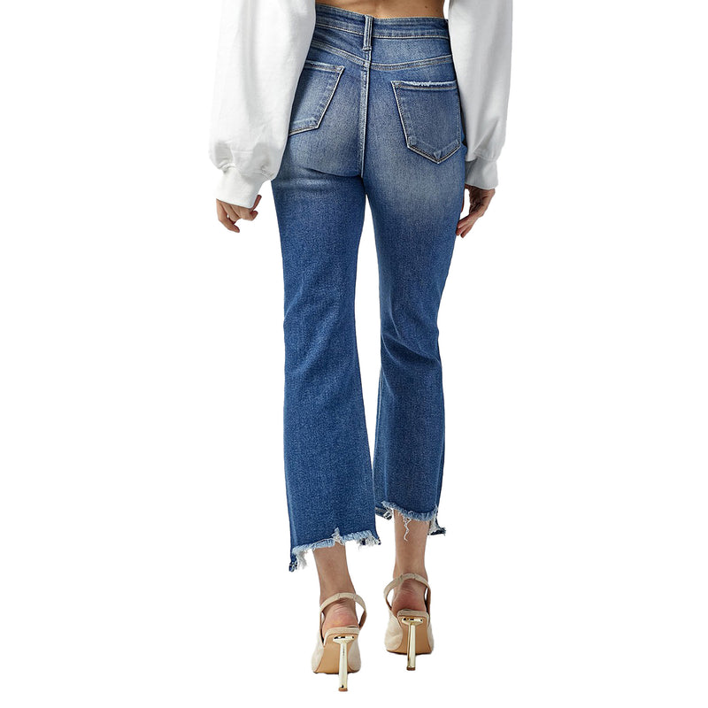 Risen Jeans Women's Dark Wash High Rise Crop Jeans