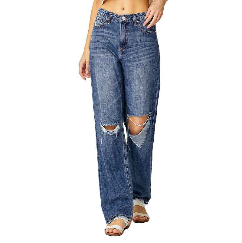 Risen Jeans Womens Dark High Rise 90`s Comfy Jeans