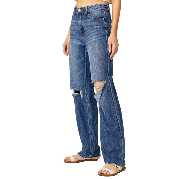 Risen Jeans Womens Dark High Rise 90`s Comfy Jeans