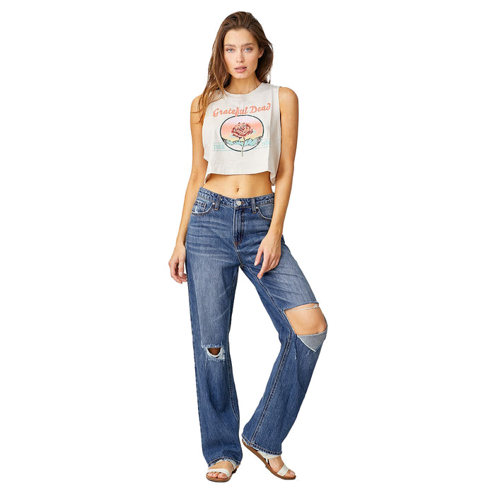 Risen Jeans Womens Dark High Rise 90`s Comfy Jeans