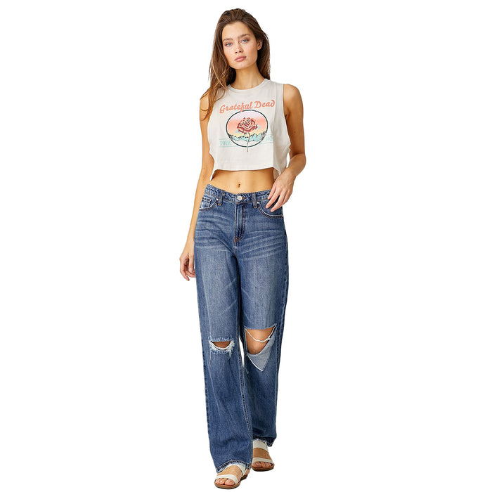 Risen Jeans Womens Dark High Rise 90`s Comfy Jeans