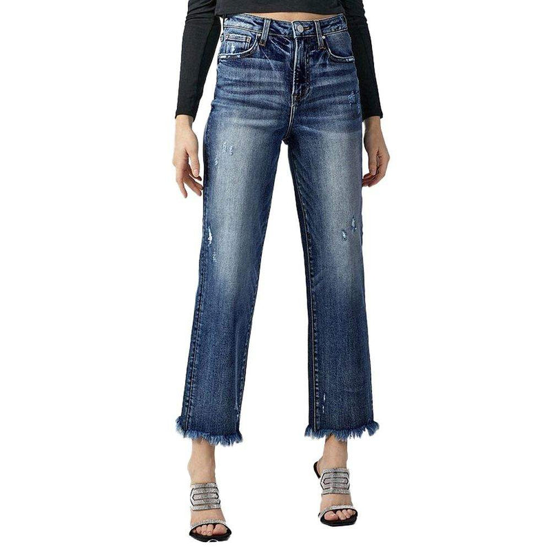 Risen Jeans Dark High Rise Straight Jeans