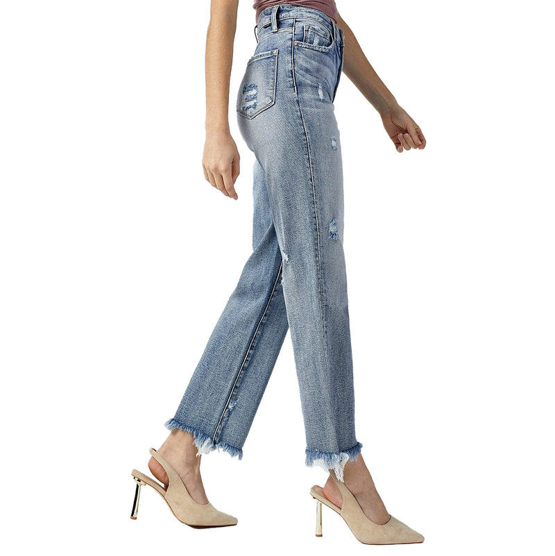 Risen Jeans Women's Light High Rise Straight Jeans