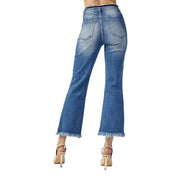 Risen Jeans Women's Medium Wash Flare Cropped Jeans