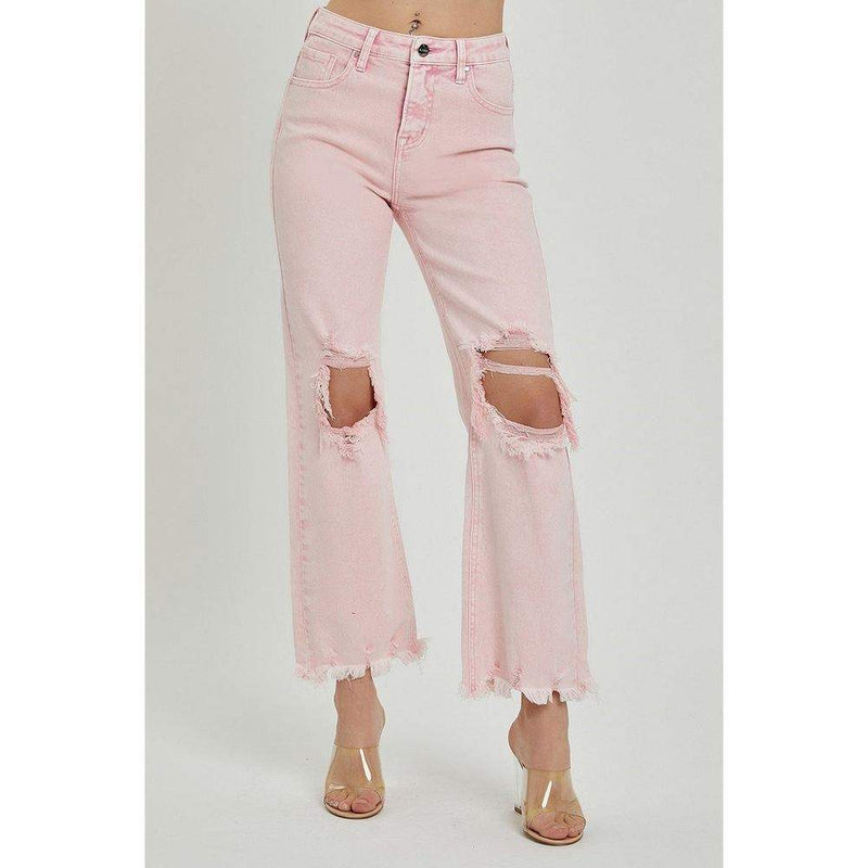 Risen Jeans Womens High Rise Distressed Mauve Jeans