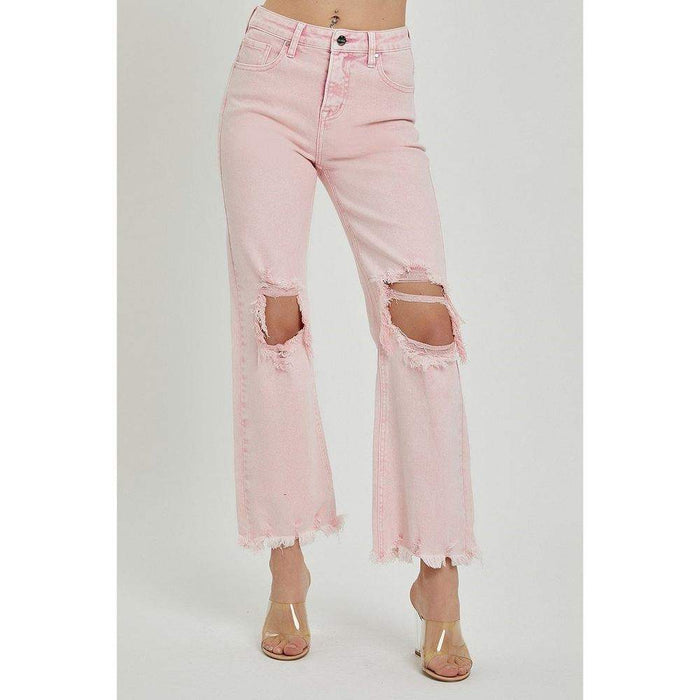 Risen Jeans Womens High Rise Distressed Mauve Jeans