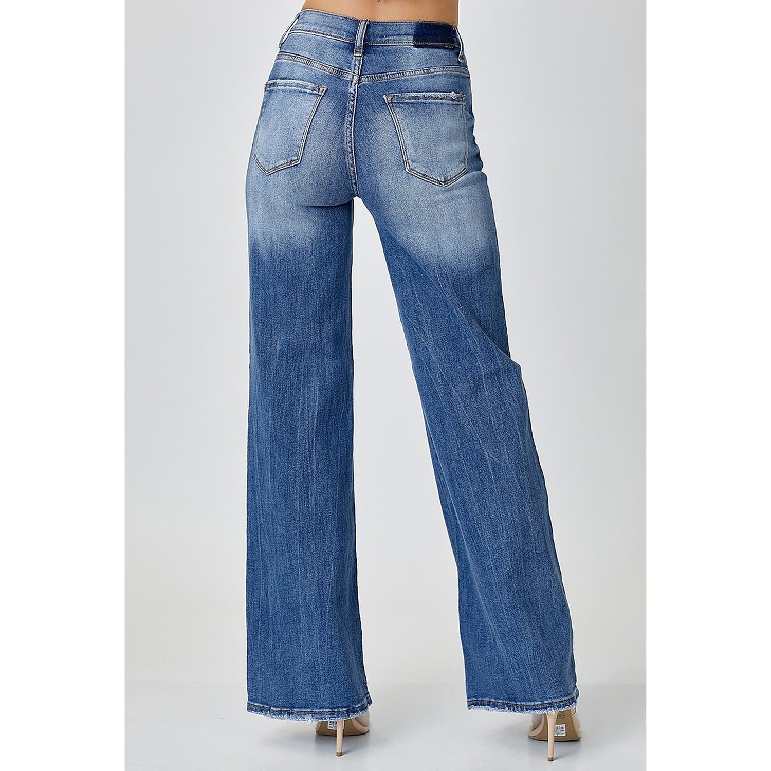 Risen Jeans Women Dipped V Wide Leg Jeans