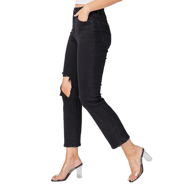 Risen Jeans Women's Black Distressed Jeans