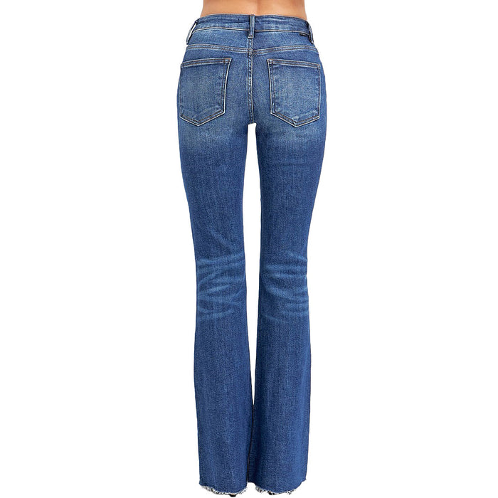 Risen Jeans Women's Dark Flare Mid Rise Jeans