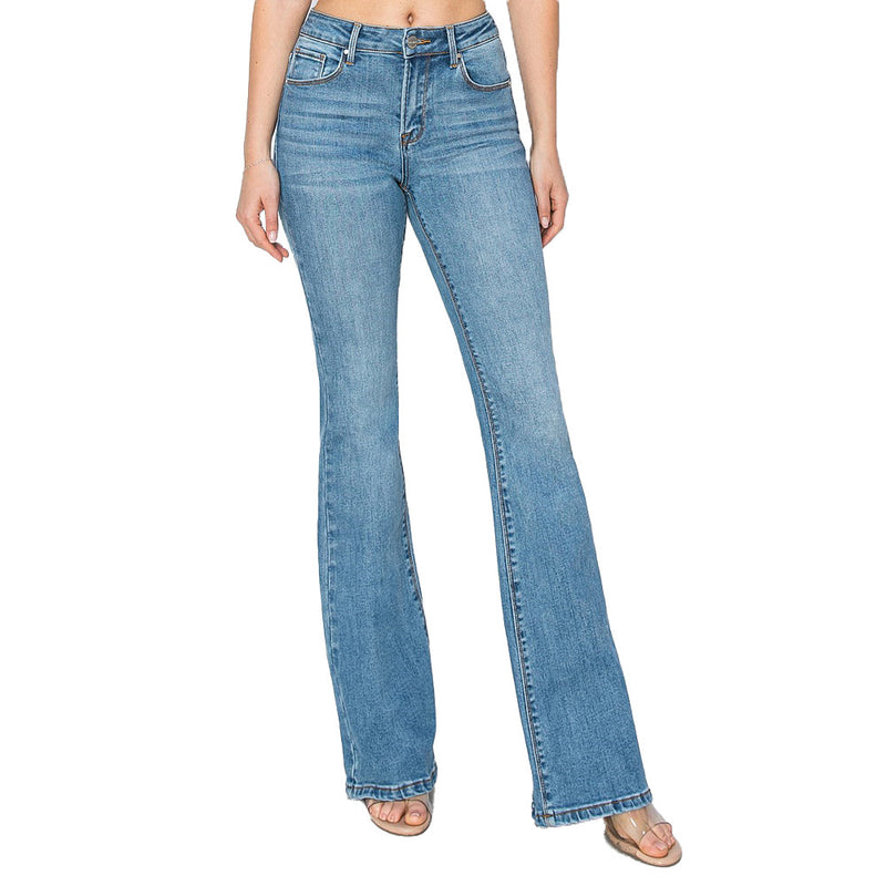 Risen Jeans Women's Medium Mid Rise Basic Flare Jeans
