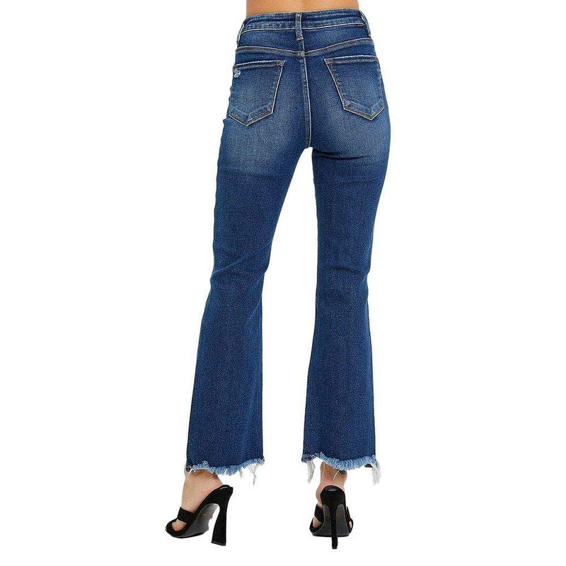 Risen Jeans Women's Dark Wash Crop Flare Jean
