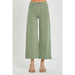 Risen Jeans Womens Olive Tummy Control Wide Leg Crop Jean