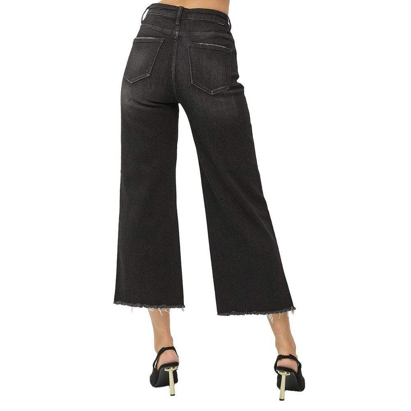 Risen Jeans Dark High Rise Black Frayed Ankle Jean