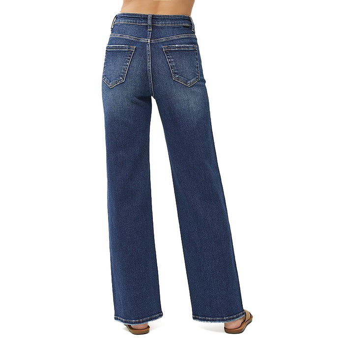 Risen Jeans Womens Distressed Wide Leg Jeans