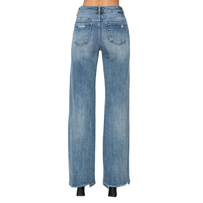 Risen Jeans Women's Medium Vintage Wash Wide Leg Jeans