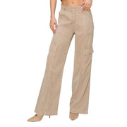Risen Jeans Women's Taupe Wide Leg Cargo Pants