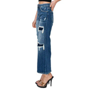 Risen Jeans Medium Patch Detail Crop Jean