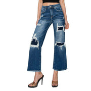 Risen Jeans Medium Patch Detail Crop Jean