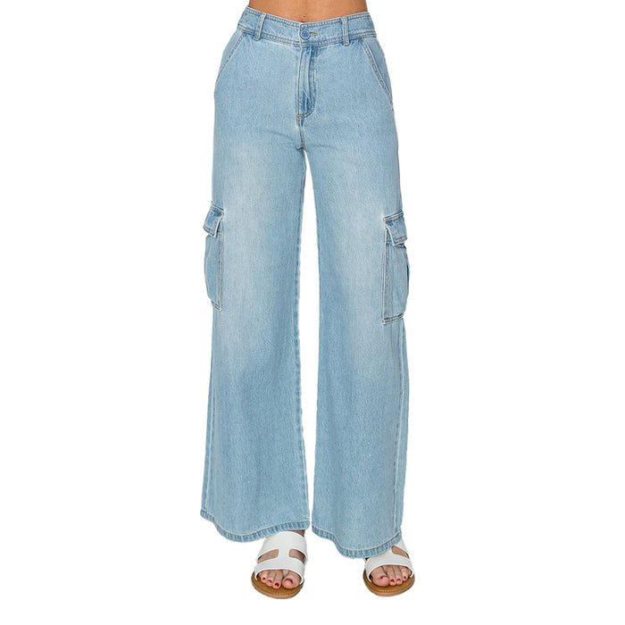 Risen Jeans Women's Medium Wash Cargo Jeans
