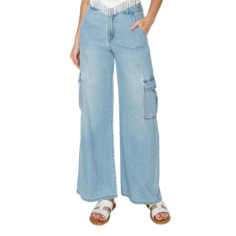 Risen Jeans Women's Medium Wash Cargo Jeans