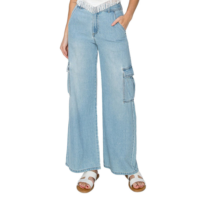 Risen Jeans Women's Medium Wash Cargo Jeans