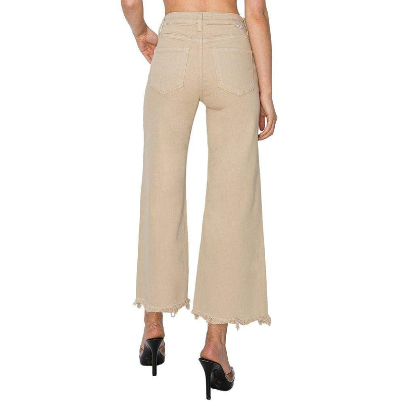 Risen Jeans Taupe High Rise Crop Pants