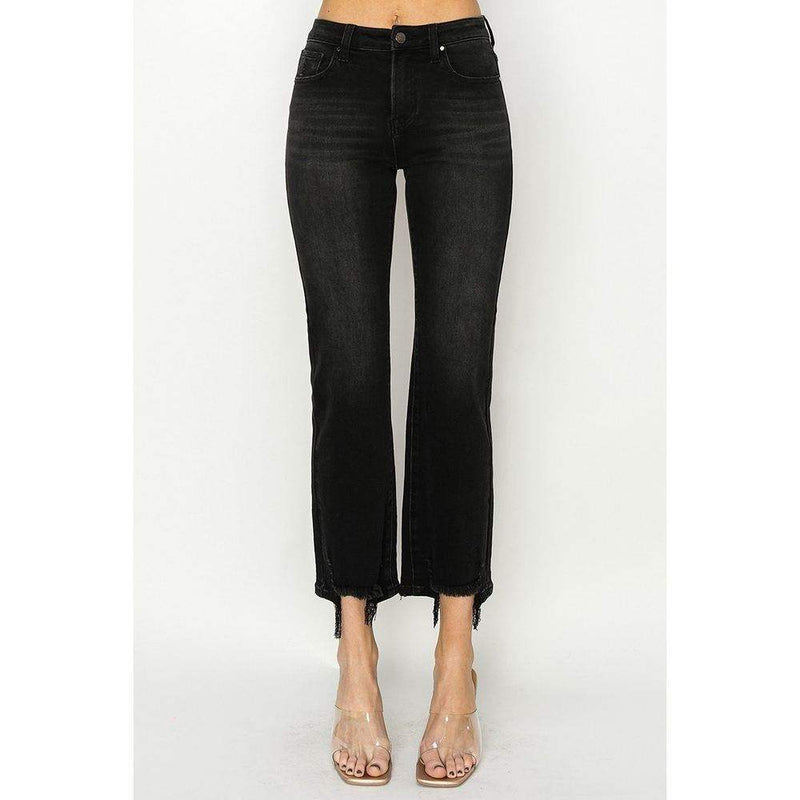 Risen Jeans Women's Black High Rise Straight Leg Jeans
