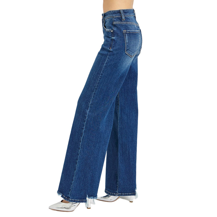 Risen Jeans Womens Dark Wash Wide Leg Jeans