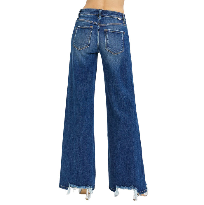 Risen Jeans Womens Dark Wash Wide Leg Jeans
