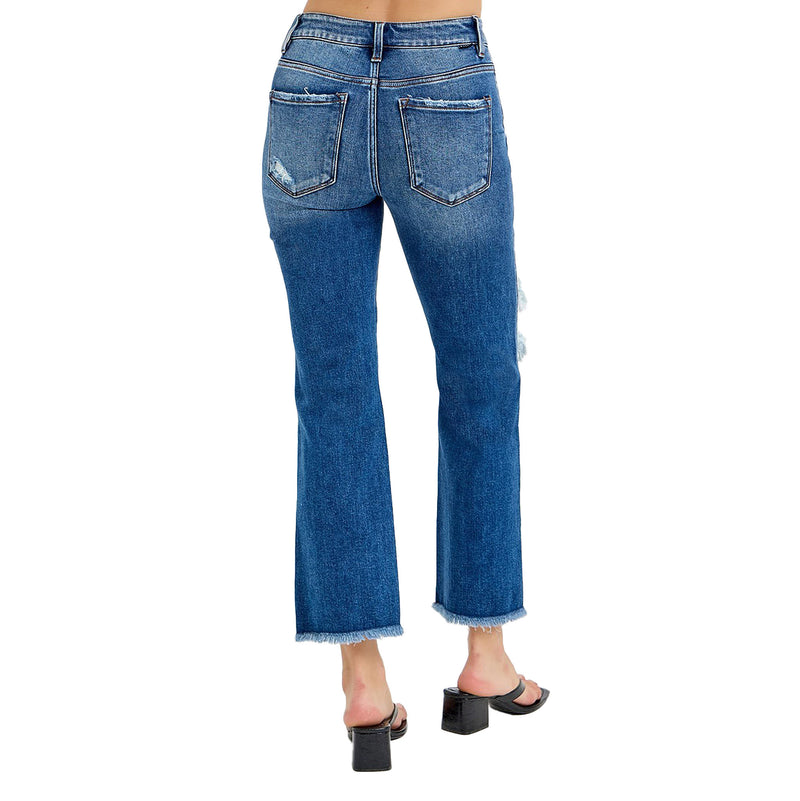 Risen Jeans Dark Mid Rise Crop Jeans