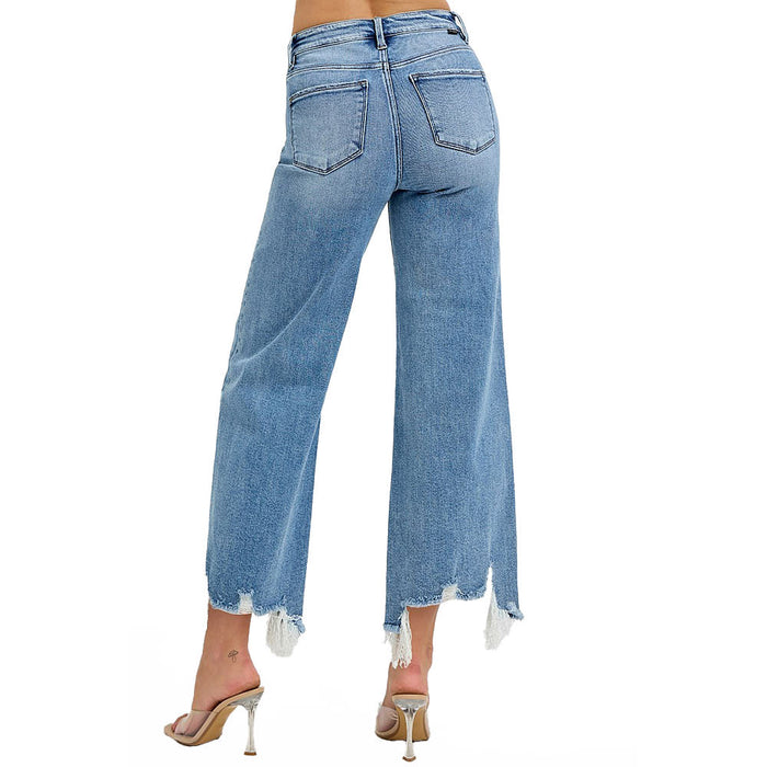 Risen Jeans Women's Medium High Rise Step Hem Jeans