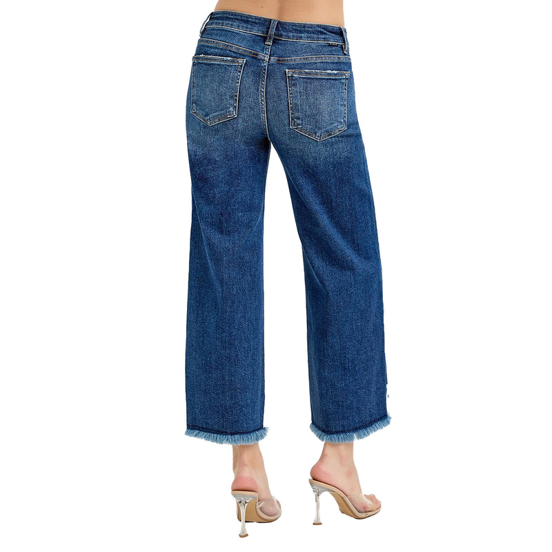 Risen Jeans Women's Dark Mid Rise Crop Jean