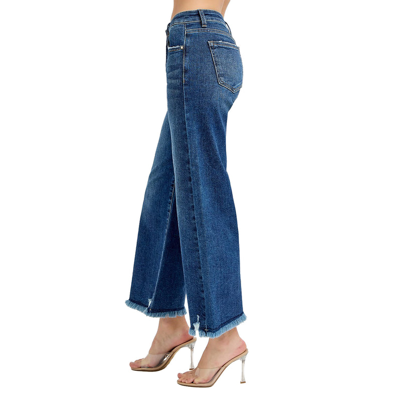 Risen Jeans Women's Dark Mid Rise Crop Jean