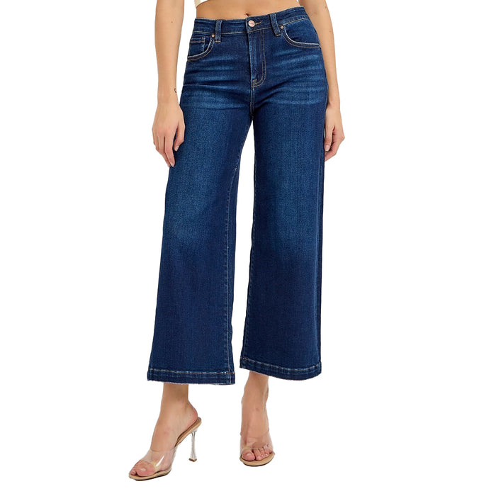 Risen Jeans Womens Dark Crop Wide Leg Jean